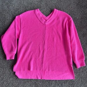Aerie Hot Pink Ribbed Oversized Sweater